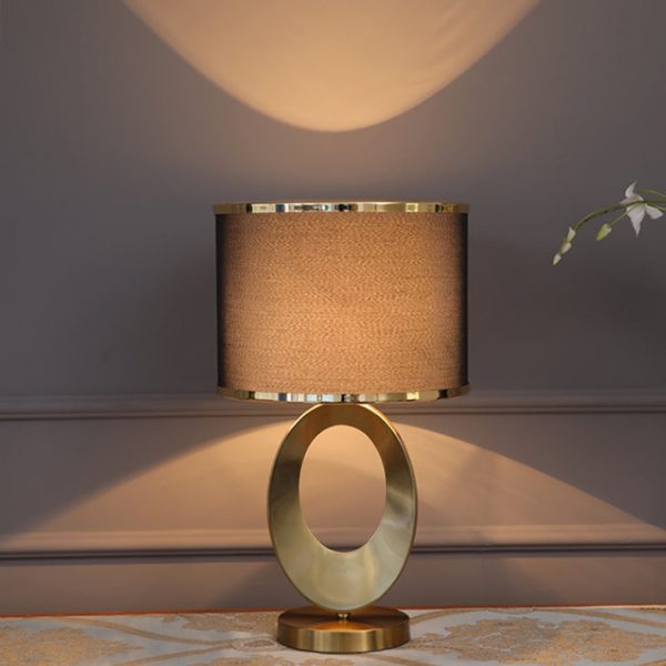Contemporary Creative Fabric Metal Round-Ring 1-Light Table Lamp For Bedroom & Living Room - Image 15