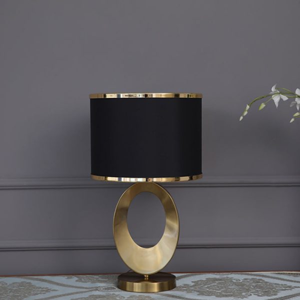 Contemporary Creative Fabric Metal Round-Ring 1-Light Table Lamp For Bedroom & Living Room - Image 16