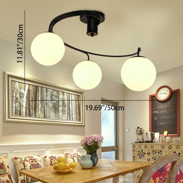 Contemporary Creative Glass Iron Curved-Round Globe 3/5-Light Semi-Flush Mount Ceiling Light For Bedroom & Living Room - Image 4
