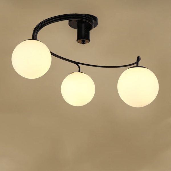 Contemporary Creative Glass Iron Curved-Round Globe 3/5-Light Semi-Flush Mount Ceiling Light For Bedroom & Living Room - Image 16