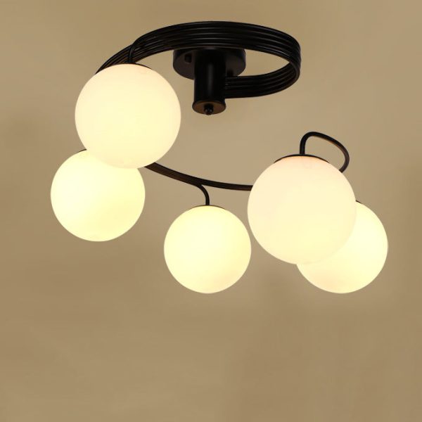 Contemporary Creative Glass Iron Curved-Round Globe 3/5-Light Semi-Flush Mount Ceiling Light For Bedroom & Living Room - Image 12