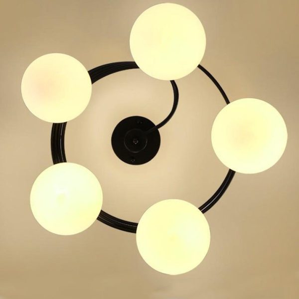 Contemporary Creative Glass Iron Curved-Round Globe 3/5-Light Semi-Flush Mount Ceiling Light For Bedroom & Living Room - Image 9