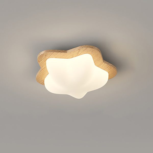 Traditional Chinese PE Rubberwood Heart Star Wave LED Flush Mount Ceiling Light For Bedroom - Image 20