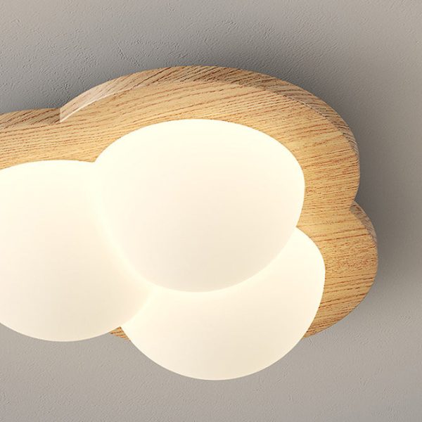 Traditional Chinese PE Rubberwood Heart Star Wave LED Flush Mount Ceiling Light For Bedroom - Image 8