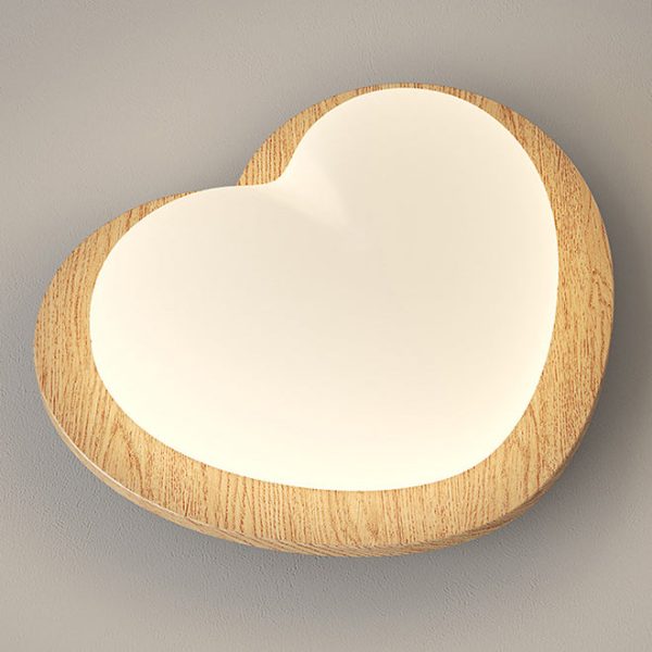 Traditional Chinese PE Rubberwood Heart Star Wave LED Flush Mount Ceiling Light For Bedroom - Image 9