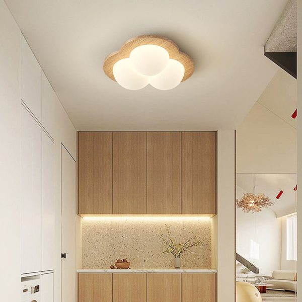 Traditional Chinese PE Rubberwood Heart Star Wave LED Flush Mount Ceiling Light For Bedroom - Image 13
