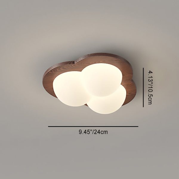Traditional Chinese PE Rubberwood Heart Star Wave LED Flush Mount Ceiling Light For Bedroom - Image 4