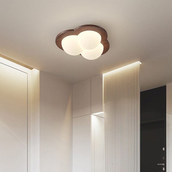 Traditional Chinese PE Rubberwood Heart Star Wave LED Flush Mount Ceiling Light For Bedroom - Image 14