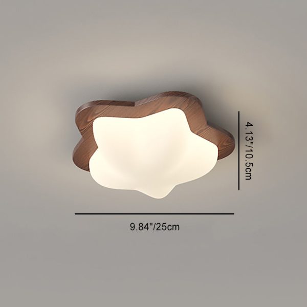 Traditional Chinese PE Rubberwood Heart Star Wave LED Flush Mount Ceiling Light For Bedroom - Image 6