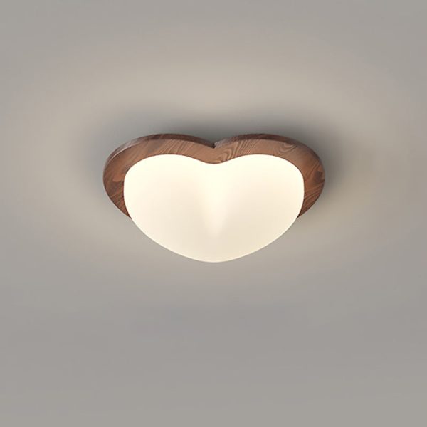 Traditional Chinese PE Rubberwood Heart Star Wave LED Flush Mount Ceiling Light For Bedroom - Image 16