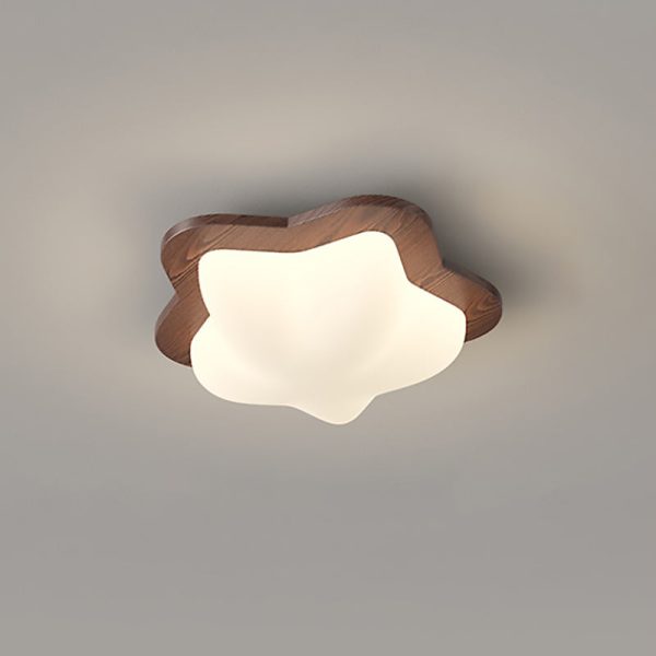 Traditional Chinese PE Rubberwood Heart Star Wave LED Flush Mount Ceiling Light For Bedroom - Image 17