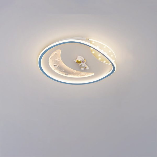 Modern Art Deco Acrylic Resin Iron Planet Astronaut Round LED Flush Mount Ceiling Light For Bedroom & Living Room - Image 20