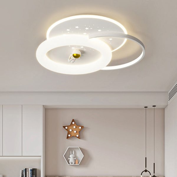 Contemporary Creative Acrylic Aluminum Iron Square Round Planet LED Flush Mount Ceiling Light For Bedroom - Image 2