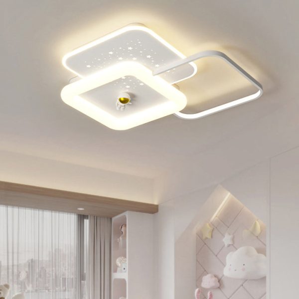 Contemporary Creative Acrylic Aluminum Iron Square Round Planet LED Flush Mount Ceiling Light For Bedroom - Image 16