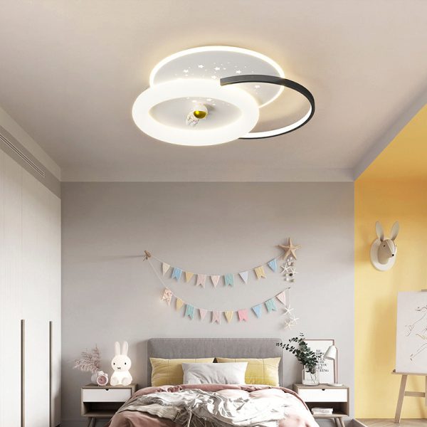 Contemporary Creative Acrylic Aluminum Iron Square Round Planet LED Flush Mount Ceiling Light For Bedroom - Image 14