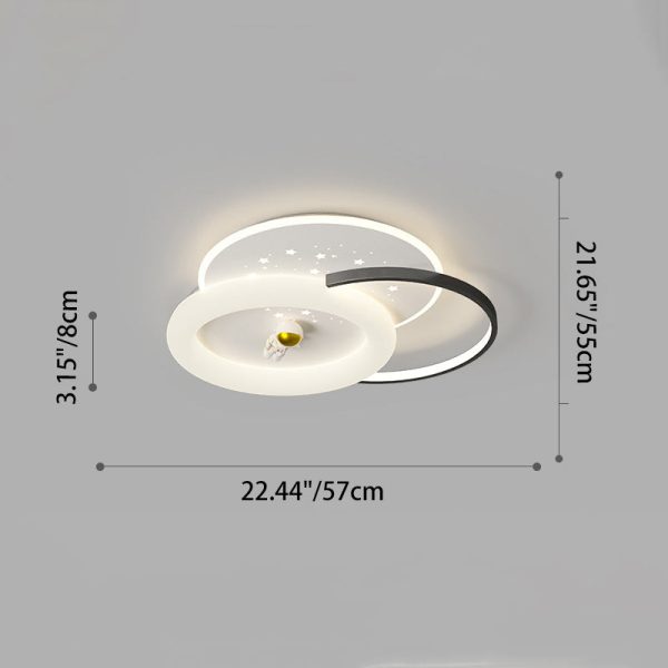 Contemporary Creative Acrylic Aluminum Iron Square Round Planet LED Flush Mount Ceiling Light For Bedroom - Image 6