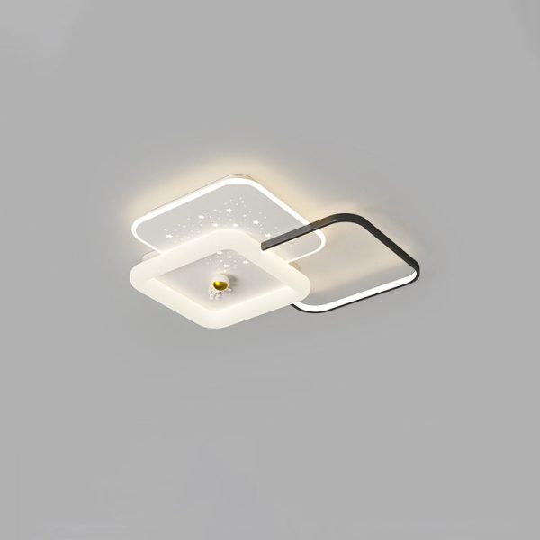 Contemporary Creative Acrylic Aluminum Iron Square Round Planet LED Flush Mount Ceiling Light For Bedroom - Image 21