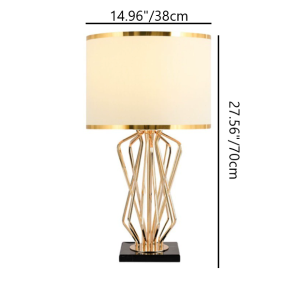 Contemporary Creative Fabric Metal Marble Curved Round 1-Light Table Lamp For Bedroom - Image 4