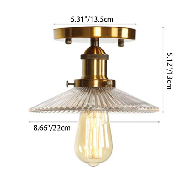 Contemporary Scandinavian Glass Aluminum Fan-Shaped Round 1-Light Semi-Flush Mount Ceiling Light For Living Room - Image 6