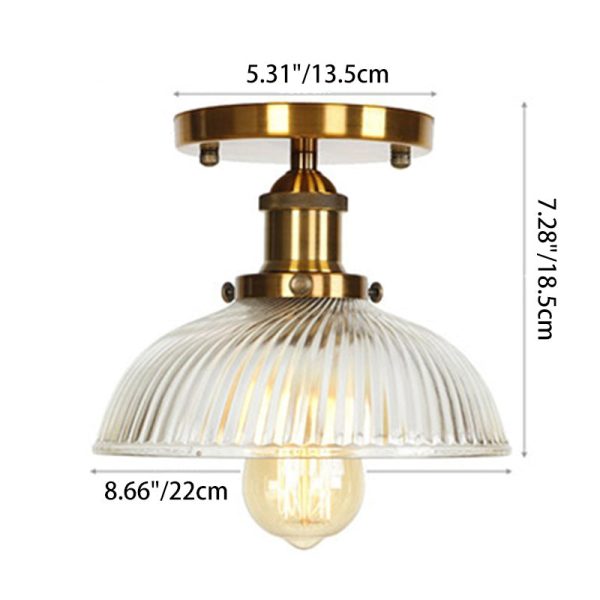 Contemporary Scandinavian Glass Aluminum Fan-Shaped Round 1-Light Semi-Flush Mount Ceiling Light For Living Room - Image 7