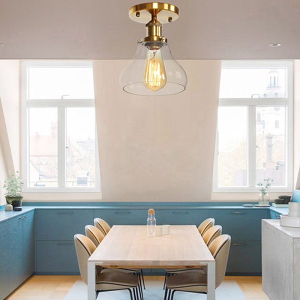 Contemporary Scandinavian Glass Aluminum Fan-Shaped Round 1-Light Semi-Flush Mount Ceiling Light For Living Room - Image 10