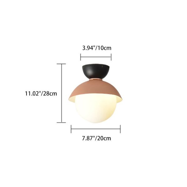 Contemporary Scandinavian Glass Iron Bowl-Shaped Round 1-Light Semi-Flush Mount Ceiling Light For Bedroom & Living Room - Image 4