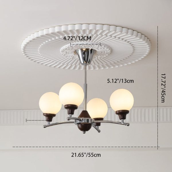 Traditional Chinese Glass Ash Wood Metal Branch Globe Chandelier 4/6/8 Lights For Dining Room - Image 4