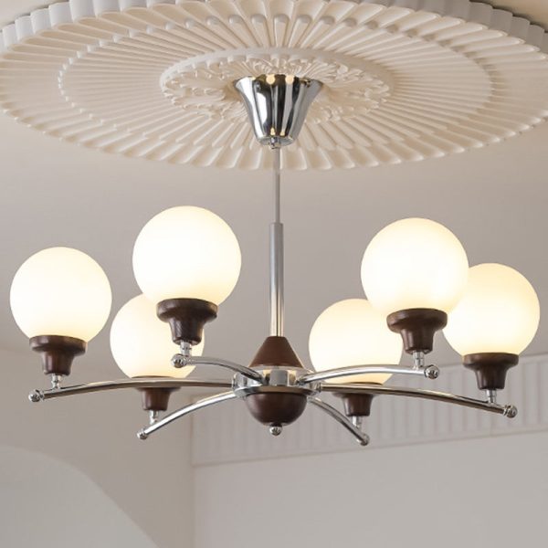 Traditional Chinese Glass Ash Wood Metal Branch Globe Chandelier 4/6/8 Lights For Dining Room - Image 15