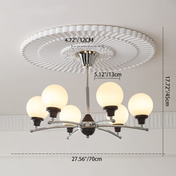 Traditional Chinese Glass Ash Wood Metal Branch Globe Chandelier 4/6/8 Lights For Dining Room - Image 5