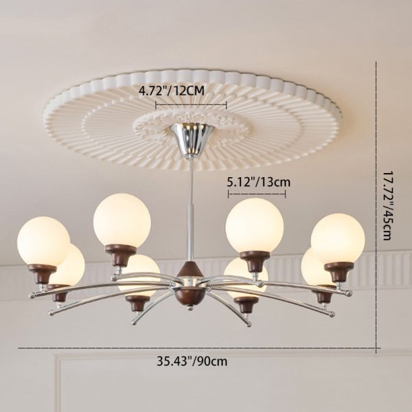 Traditional Chinese Glass Ash Wood Metal Branch Globe Chandelier 4/6/8 Lights For Dining Room - Image 6