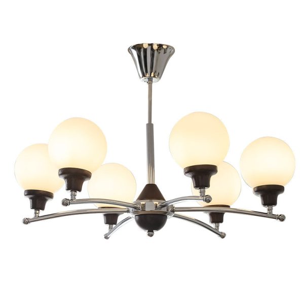 Traditional Chinese Glass Ash Wood Metal Branch Globe Chandelier 4/6/8 Lights For Dining Room - Image 18