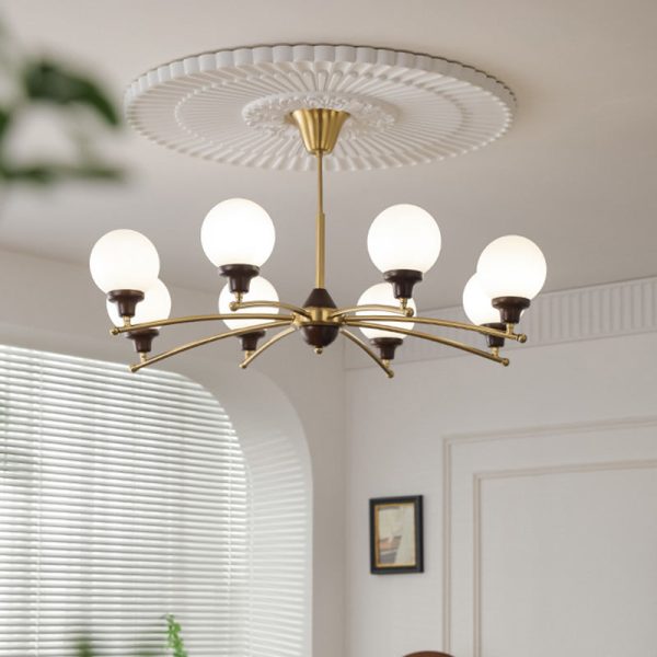 Traditional Chinese Glass Ash Wood Metal Branch Globe Chandelier 4/6/8 Lights For Dining Room - Image 16