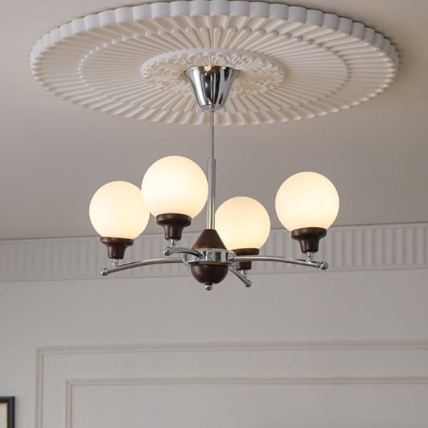 Traditional Chinese Glass Ash Wood Metal Branch Globe Chandelier 4/6/8 Lights For Dining Room - Image 10