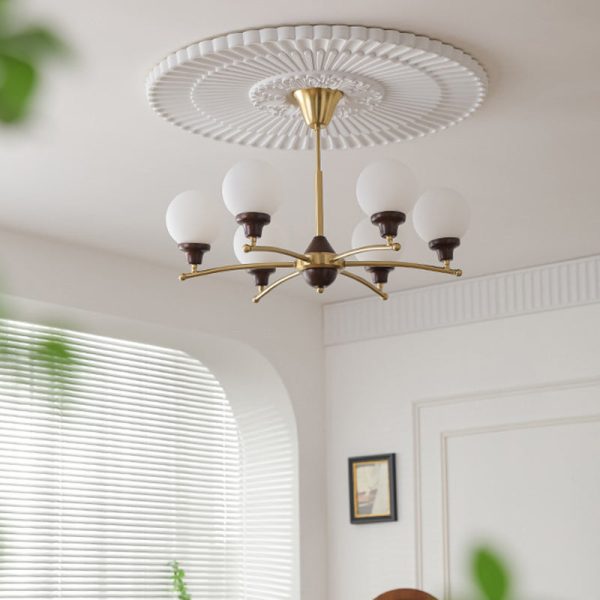 Traditional Chinese Glass Ash Wood Metal Branch Globe Chandelier 4/6/8 Lights For Dining Room - Image 12