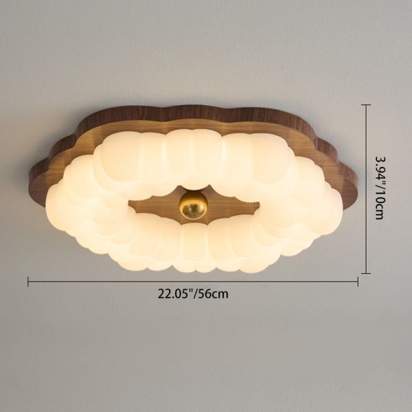 Traditional Chinese Iron PE Floral LED Flush Mount Ceiling Light For Bedroom - Image 4