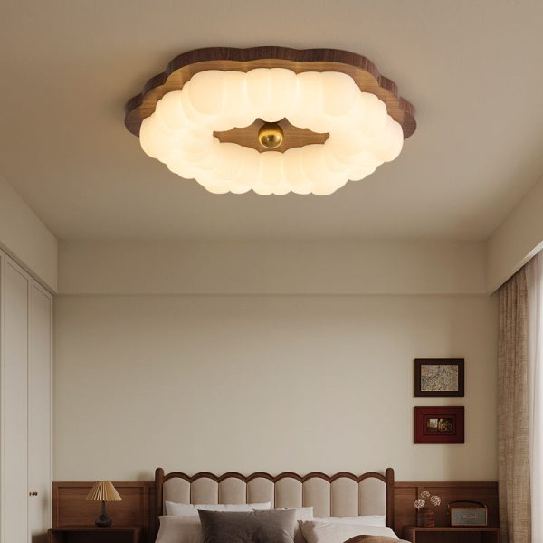 Traditional Chinese Iron PE Floral LED Flush Mount Ceiling Light For Bedroom - Image 3