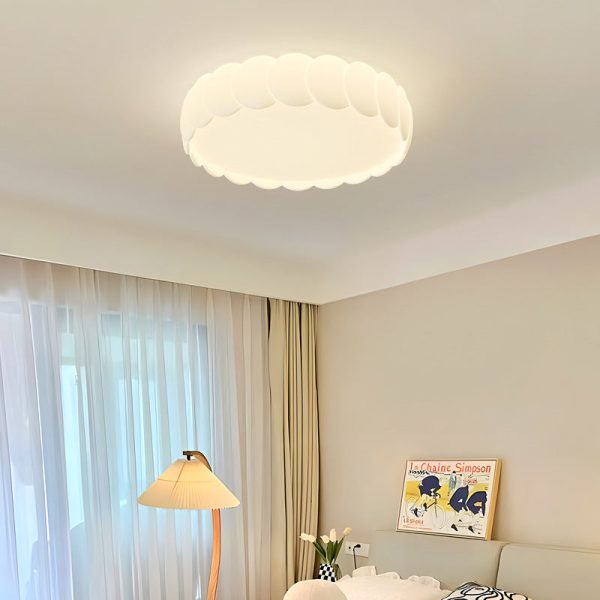 Modern Minimalist Iron PE Wavy Round LED Flush Mount Ceiling Light For Bedroom - Image 2