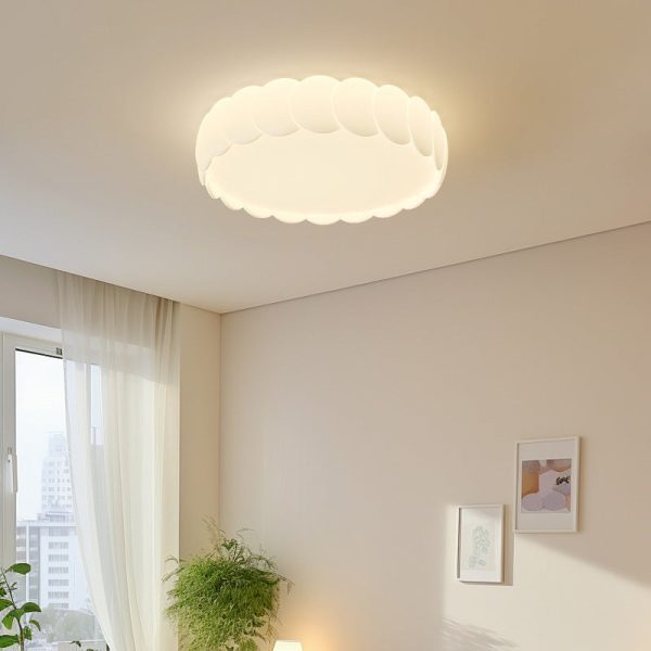 Modern Minimalist Iron PE Wavy Round LED Flush Mount Ceiling Light For Bedroom - Image 3