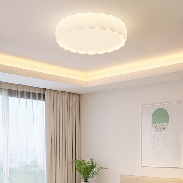 Modern Minimalist Iron PE Wavy Round LED Flush Mount Ceiling Light For Bedroom - Image 14