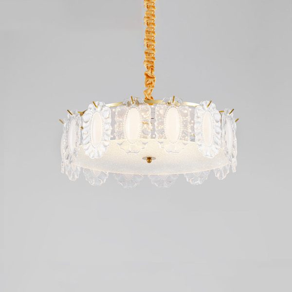 Traditional French Metal & Glass Round Shell Leaf LED Chandelier For Bedroom And Living Room - Image 16