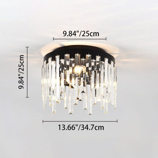 Contemporary Nordic Crystal Metal Round 3-Light Semi-Flush Mount Ceiling Light For Hallway & Bedroom - Image 7