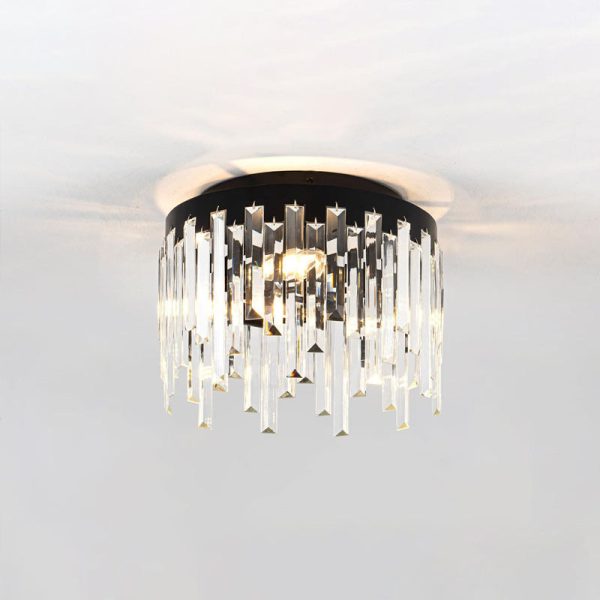 Contemporary Nordic Crystal Metal Round 3-Light Semi-Flush Mount Ceiling Light For Hallway & Bedroom - Image 10