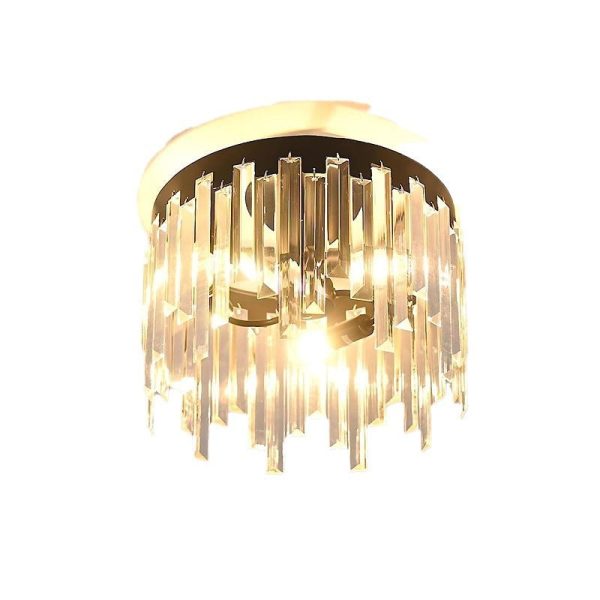 Contemporary Nordic Crystal Metal Round 3-Light Semi-Flush Mount Ceiling Light For Hallway & Bedroom - Image 12