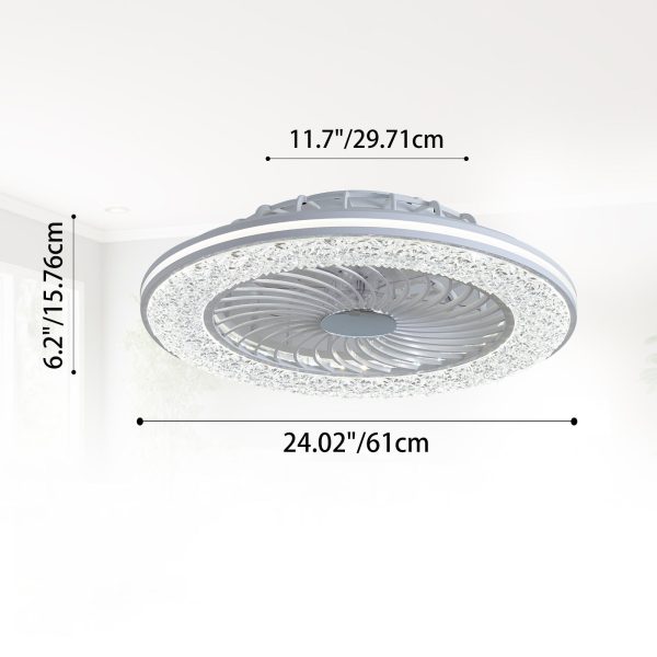 Modern Minimalist ABS And Acrylic Round Smart LED Semi-Flush Mount Ceiling Fan Light For Bedroom And Living Room - Image 8