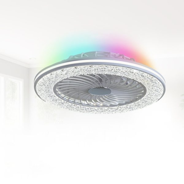 Modern Minimalist ABS And Acrylic Round Smart LED Semi-Flush Mount Ceiling Fan Light For Bedroom And Living Room - Image 17