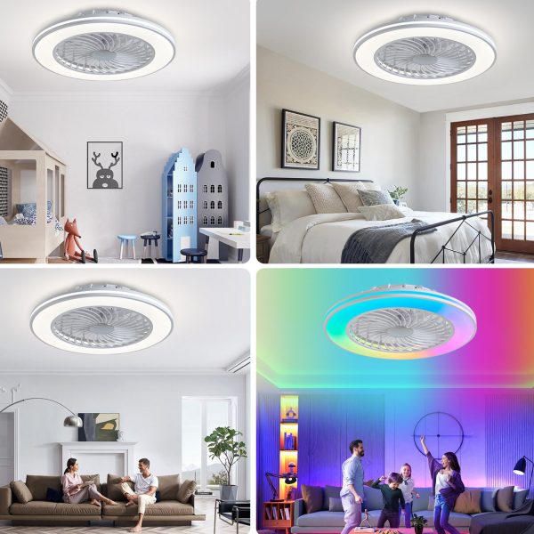 Modern Minimalist ABS And Acrylic Round Smart LED Semi-Flush Mount Ceiling Fan Light For Bedroom And Living Room - Image 13
