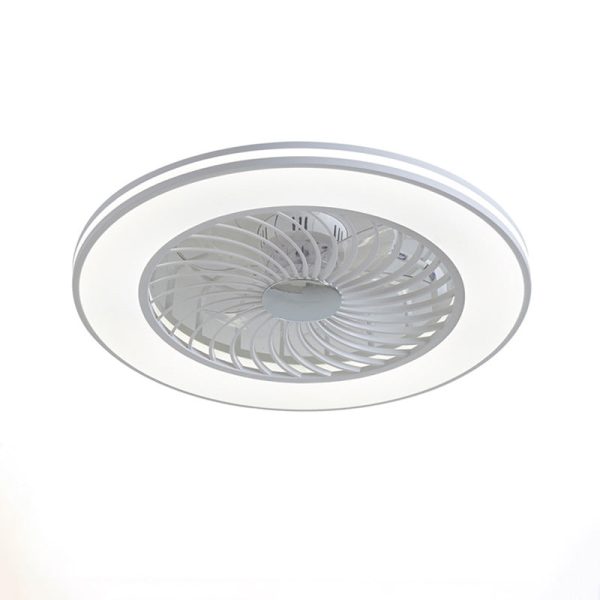 Modern Minimalist ABS And Acrylic Round Smart LED Semi-Flush Mount Ceiling Fan Light For Bedroom And Living Room - Image 12