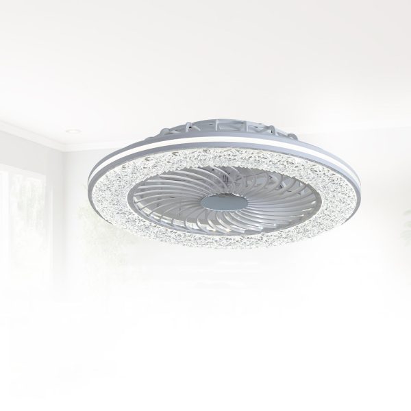 Modern Minimalist ABS And Acrylic Round Smart LED Semi-Flush Mount Ceiling Fan Light For Bedroom And Living Room - Image 5