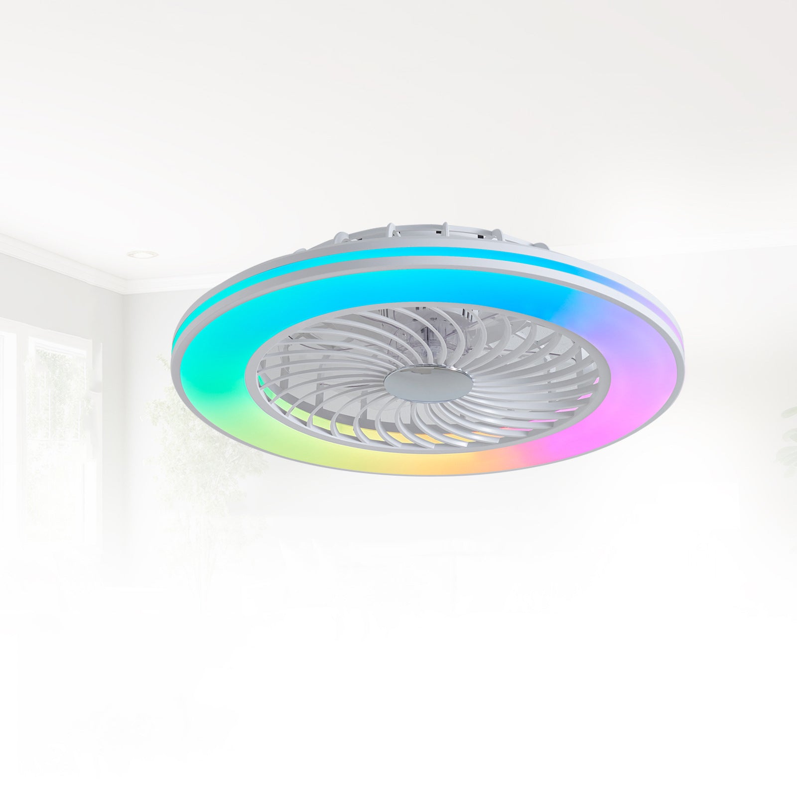 BS-Lighting-AX02965-4.jpg Modern Minimalist ABS And Acrylic Round Smart LED Semi-Flush Mount Ceiling Fan Light For Bedroom And Living Room - Image 1