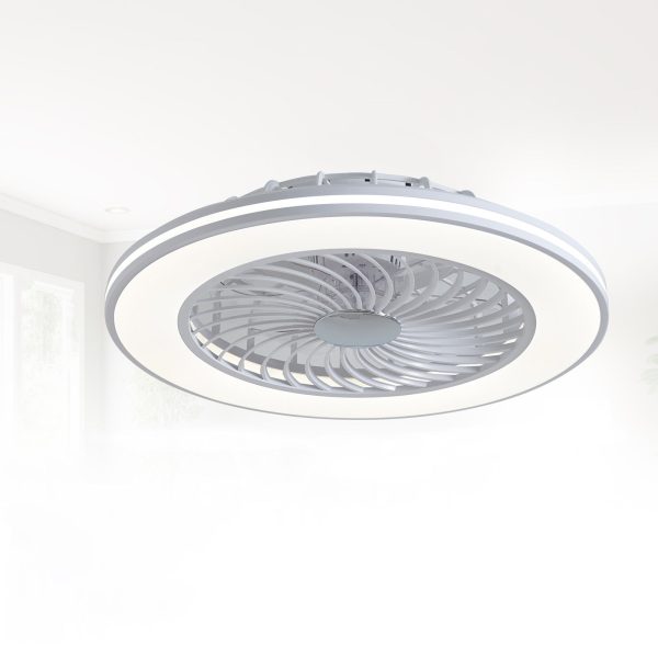 Modern Minimalist ABS And Acrylic Round Smart LED Semi-Flush Mount Ceiling Fan Light For Bedroom And Living Room - Image 4